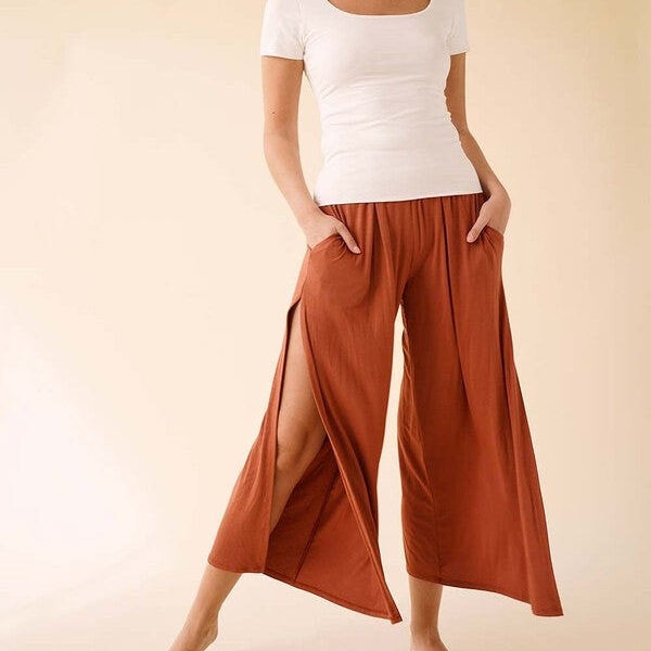 Bamboo Ankle Length Slit Pants